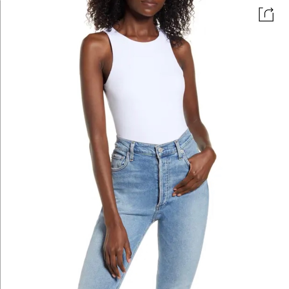 Leith Racerback Bodysuit In White NWT Large